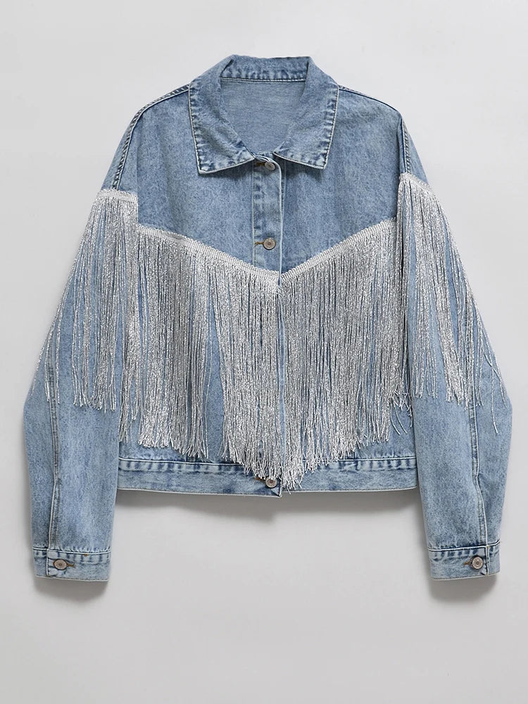 Autumn Breeze Vintage Tassel Denim Jacket