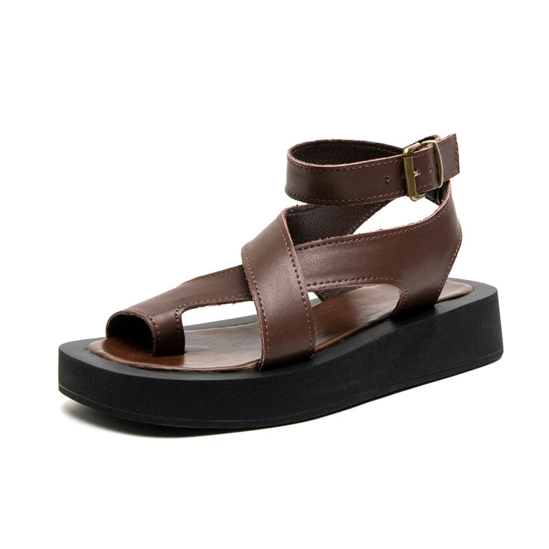 Summer Chic Genuine Leather Muffin Sandals