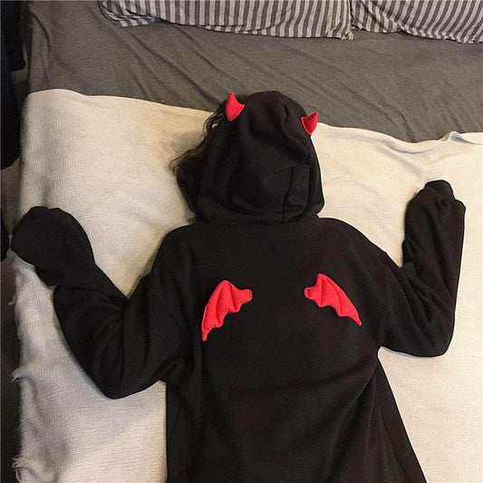 Devil Horns Gothic Hooded Sweatshirts Women