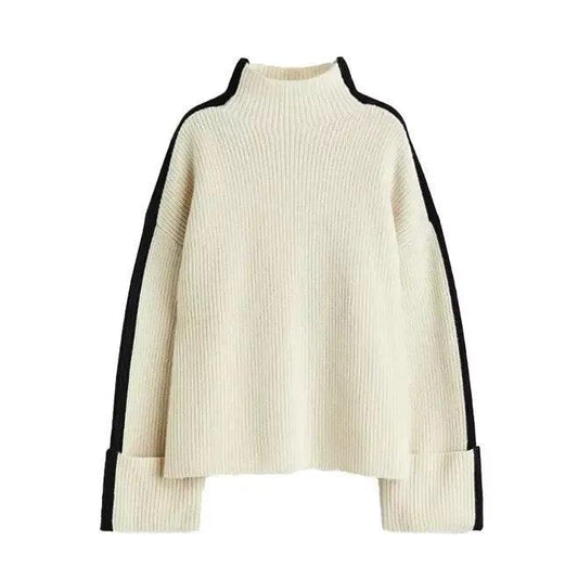 Female Fashion Oversized Striped Sweater - itsshirty