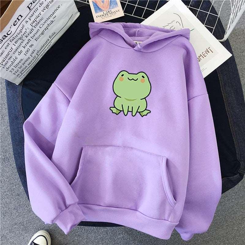 Girls Winter Hoodies Frog Sweatshirt