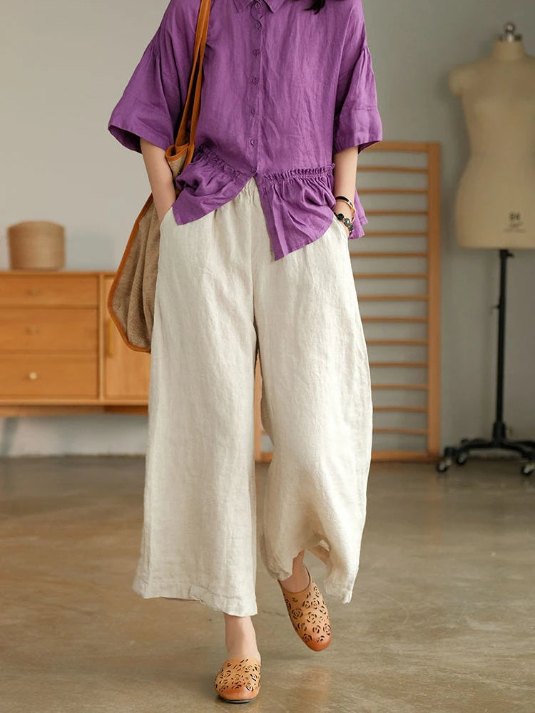 Casual Chic Cotton Linen Capris