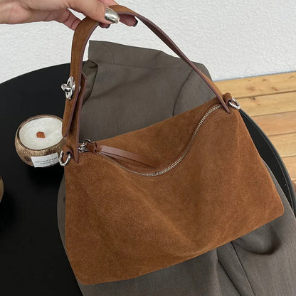 Trendy Suede Armpit Bag with Classic Style