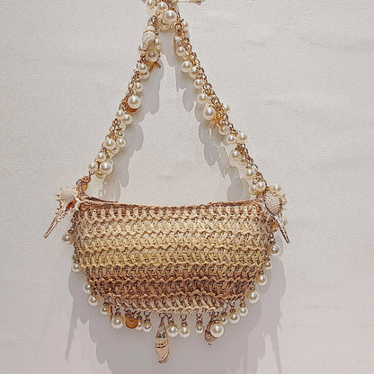 Oceanic Opulence Seagrass Pearl Bag