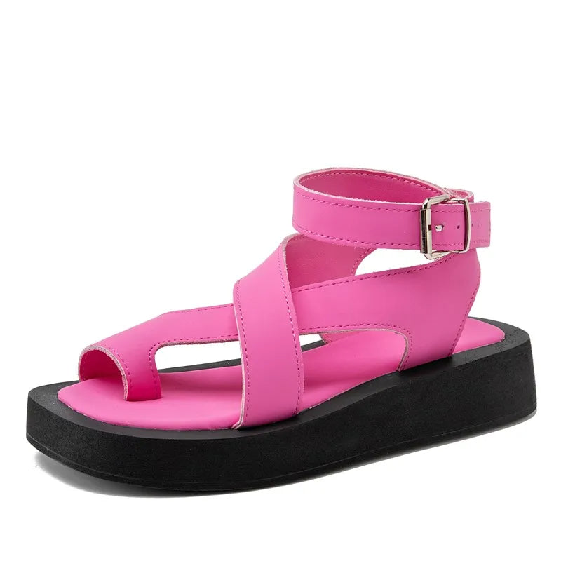 Summer Chic Genuine Leather Muffin Sandals