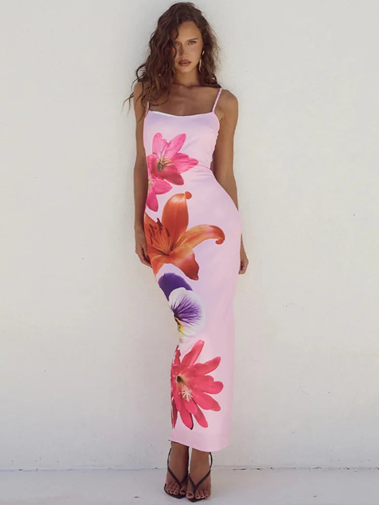 Mozision Floral Elegance Midi Dress