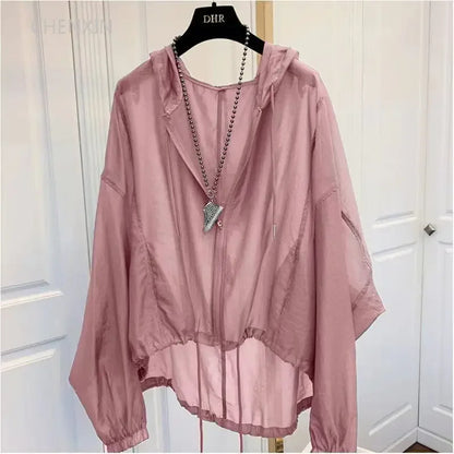 Transparent Hooded Zipper Coat