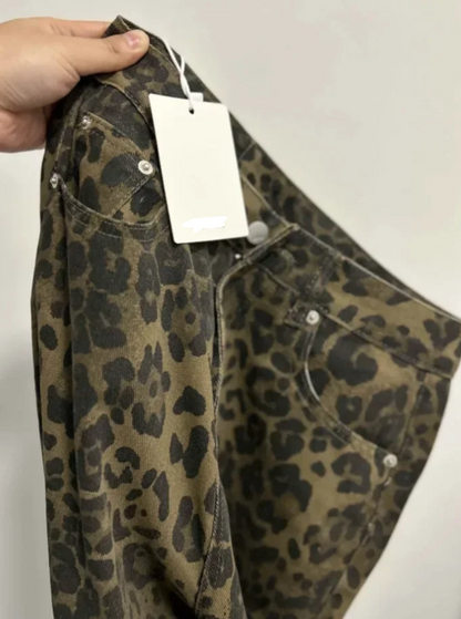 Retro Leopard High Waist Jeans