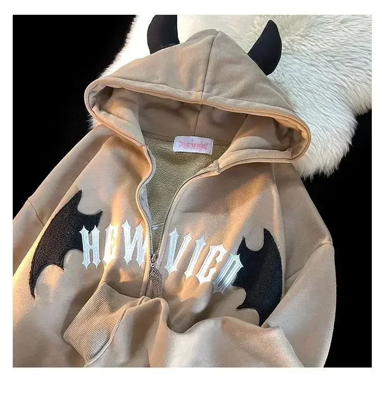 Devil Wings Gothic Zipper Hoodies