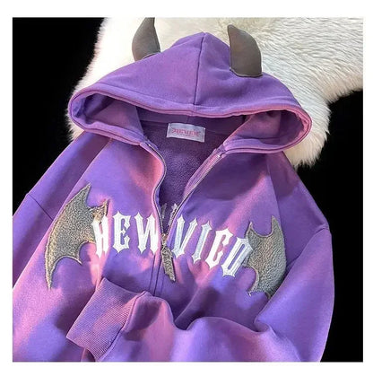 Devil Wings Gothic Zipper Hoodies