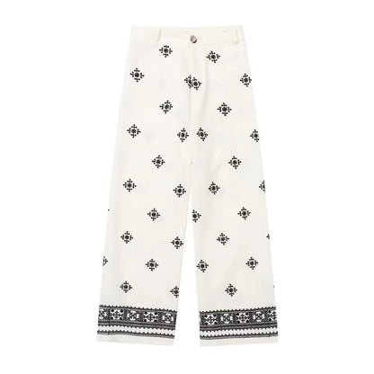 Fashionable Embroidered Linen Pants