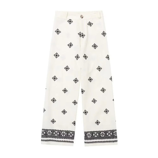 Fashionable Embroidered Linen Pants