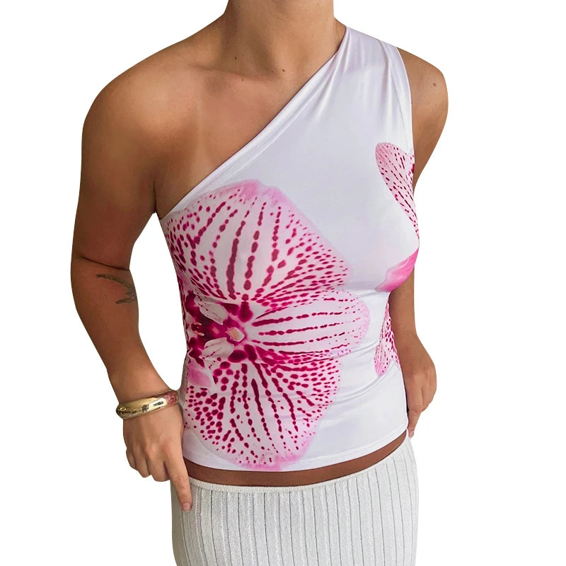 Tropical Bliss One Shoulder Tank