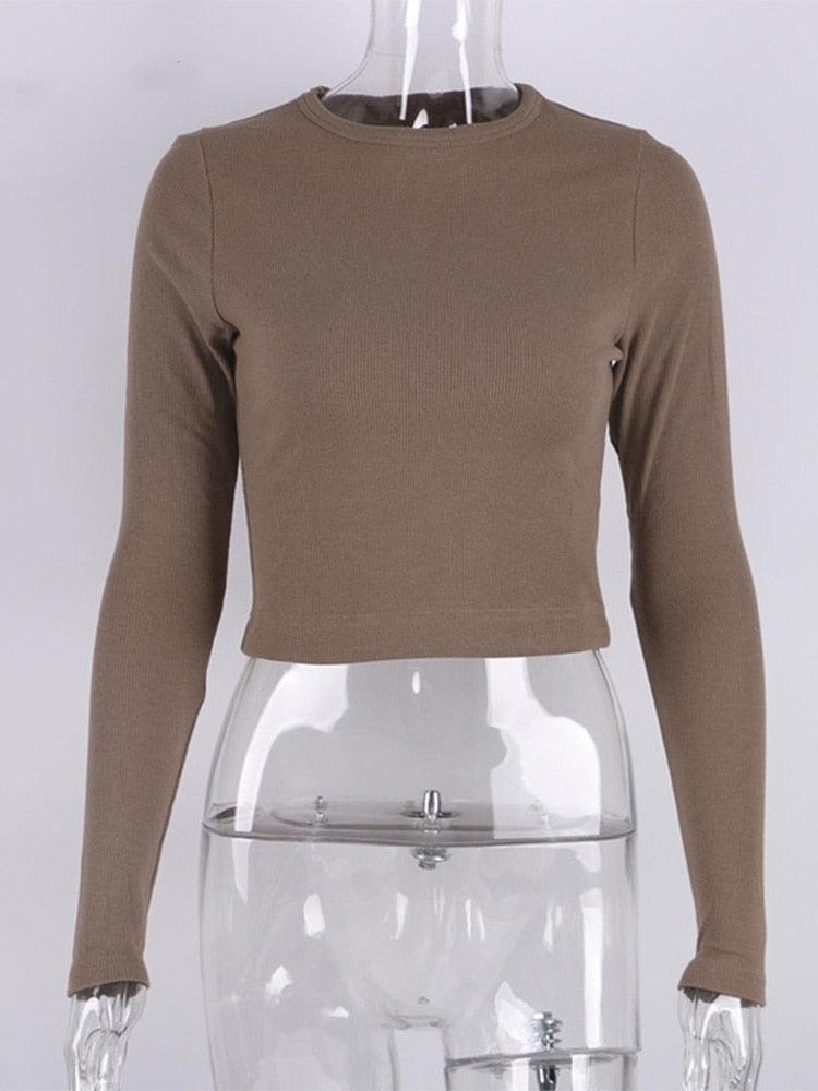 Sexy Ribbed Long Sleeve Crop Top for Women - itsshirty