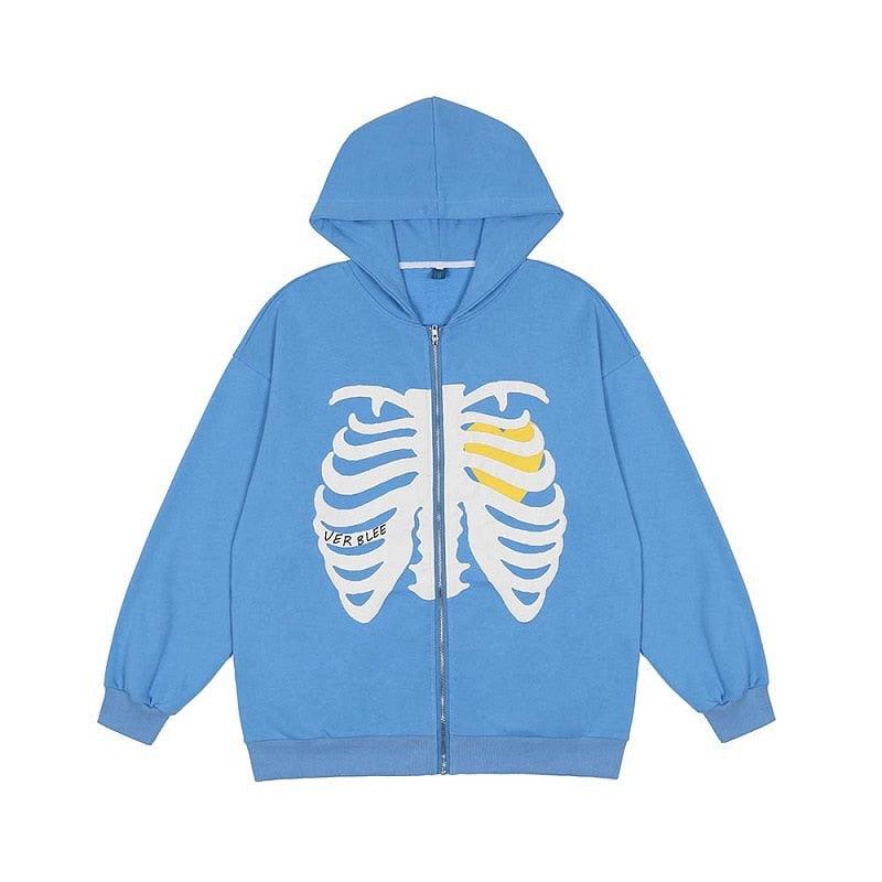 Women Skeleton Gothic Sweatshirt Hooded Jacket Streetwear - itsshirty