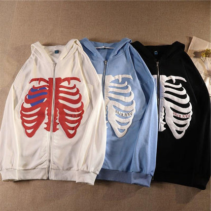 Women Skeleton Gothic Sweatshirt Hooded Jacket Streetwear - itsshirty